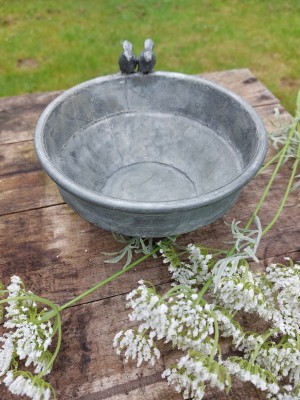 Zinken schaal met vogeltjes S