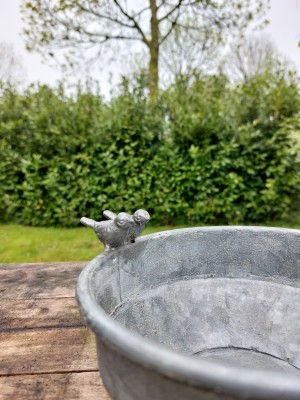 Zinken schaal met vogeltjes S 