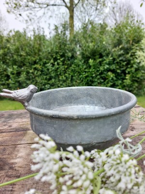 Zinken schaal met vogeltjes S 