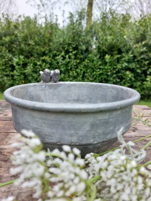 Zinken schaal met vogeltjes M