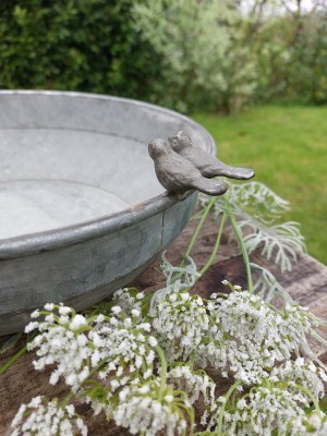 Zinken schaal met vogeltjes L
