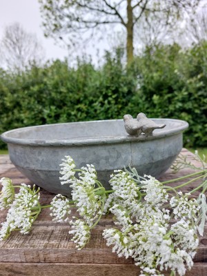 Zinken schaal met vogeltjes L
