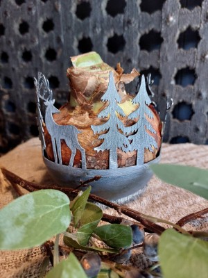 Metalen windlicht Kerstboom/Hert