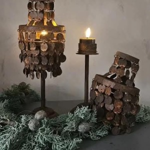 Waxinelichthouder schijfjes op voet 