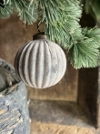 Kerstbal grey mat met ribbel